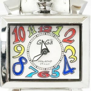 GaGaMILANO ガガミラノ NAPOLEONE ナポレオーネ 腕時計 6030.1 クオーツ スクエア ホワイト シェル 替えベルト 電池交換済み 動作確認済み