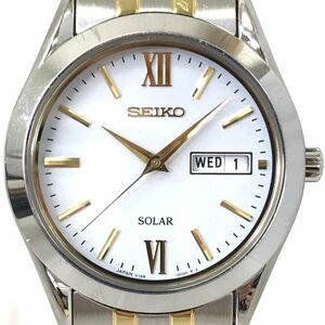 SEIKO セイコー SPIRIT スピリット 腕時計 SBPX085 V158-0BA0 ソーラー アナログ ラウンド ホワイト シルバー ゴールド 動作確認済み