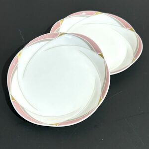 Noritake ノリタケ CHIFFON 小皿 ケーキ皿 お皿 2枚セット 食器 丸皿 柄 ホワイト ピンク 白 キッチン 洋食器 おしゃれ 上品 シンプル