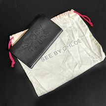 新品 SEE BY CHLOE シー バイ クロエ 長財布 ウォレット 牛革 レザー ブラック 黒 シンプル 二つ折り おしゃれ 小物 ファッション_画像9