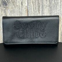 新品 SEE BY CHLOE シー バイ クロエ 長財布 ウォレット 牛革 レザー ブラック 黒 シンプル 二つ折り おしゃれ 小物 ファッション_画像3