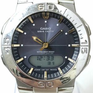 CASIO カシオ WAVE CEPTOR ウェーブセプター 腕時計 WVA-310 ソーラー アナデジ デジアナ ラウンド カレンダー シルバー ネイビー おしゃれ