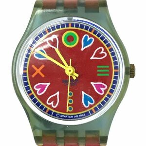 SWATCH スウォッチ 腕時計 クオーツ アナログ ラウンド レッド カラフル ケース付き 3針 コレクション おしゃれ ファッション