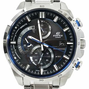 CASIO カシオ EDIFICE エディフィス 腕時計 ソーラー EQS-600D-1A2 クロノグラフ ブラック シルバー ブルー カレンダー アナログ 箱付き