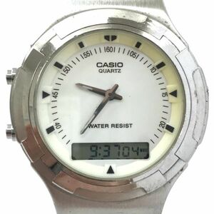 CASIO カシオ 腕時計 MTA-1000 クオーツ アナデジ ラウンド ホワイト シルバー ストップウォッチ タイマー 電池交換済み 動作確認済み