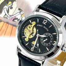 新品 AOMEI WATCH オーメイ 腕時計 手巻き 機械式 サン＆ムーン からくり セクシー 面白い おもしろ ギミック ブラック 楕円 動作確認済_画像1