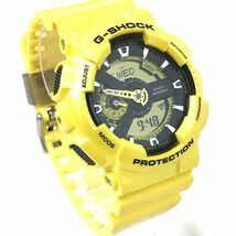 美品 CASIO カシオ G-SHOCK ジーショック 腕時計 GA-110NM-9A クオーツ アナデジ ラウンド イエロー ゴールド カレンダー 動作確認済み_画像4