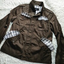 BURBERRY BLACK LABEL ④【都会的ミリタリー】バーバリーブラックレーベル ミリタリージャケット サファリ ブルゾン カーキ ノバチェック _画像9