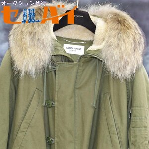 本物 美品 サンローラン パリ 極希少 19AW フーデッドミリタリーパーカー モッズコート メンズ44 ジャケット ブルゾン 国内正規品