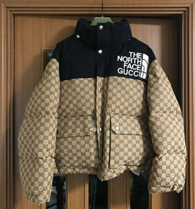 【美品、納品書原本・ハンガー・ガーメント・タグ付】GUCCI×THE NORTH FACE/グッチ×ザノースフェイス/ダウンジャケト/エボニー/サイズS