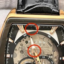 Furbo design フルボ デザイン F2502 メンズ AT 腕時計 自動巻き スケルトン SS ステンレス レザー 黒革ベルト ブラックxゴールド 稼働品_画像7