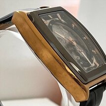Furbo design フルボ デザイン F2502 メンズ AT 腕時計 自動巻き スケルトン SS ステンレス レザー 黒革ベルト ブラックxゴールド 稼働品_画像4