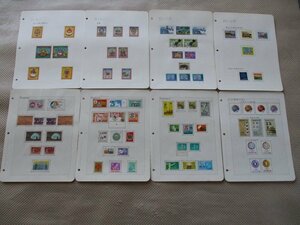 【送料無料】　アンティーク・コレクション　ブータン・マレーシアなど　切手　種類いろいろ　台紙貼り付け済み　消印付きあり　お-20