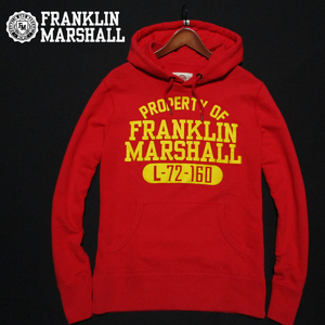 【フランクリンマーシャル】 フロントロゴ　スウェットカレッジパーカー　サイズL　レッド　イタリア製　Franklin & Marshall