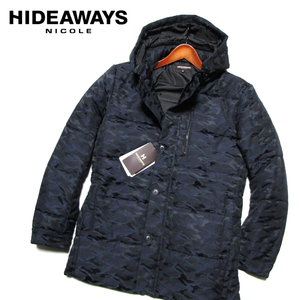 新品 【ニコル】 定価2.1万　シャドーカモフラ　フーデッドジャケット　2WAY　ネイビー系　サイズ48　(L)　HIDEAWAYS NICOLE