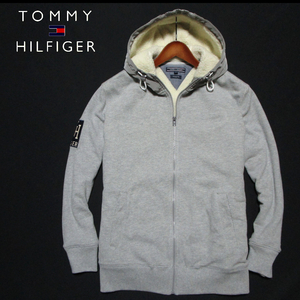 【トミーヒルフィガー】 裏ボア　フーデッドジャケット　杢グレー　サイズM　裏ボアジップフーディ　TOMMY HILFIGER