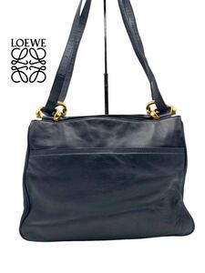 Loeba Navy Tote Bag Anagram Nappa кожаные мужчины модны