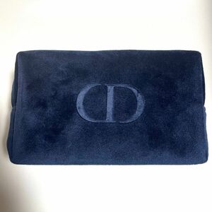 ChristianDior クリスチャンディオール 化粧ポーチ　ベルベット　ベロア　紺　ネイビー　ノベルティ　非売品　箱なし