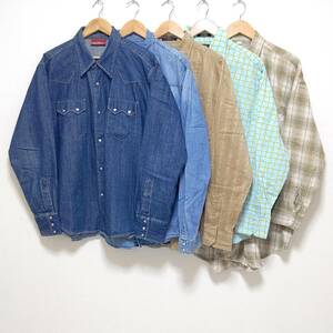 お得!!【まとめ売り】長袖 シャツ 5着 セット CHEERFULLY ギャップ GAP I・N・C ウエスタン デニム ボタンダウン メンズ サイズXL/LS-190j