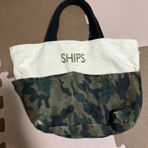 SHIPS 迷彩　ミニトートバッグ