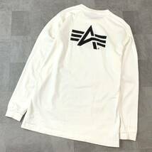 良品 ALPHA INDUSTRIES アルファインダストリーズ 両面プリント 長袖tシャツ ロングスリーブ メンズ Mサイズ ホワイト_画像2