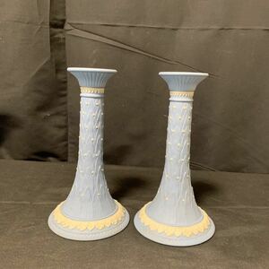 WEDGWOOD ウェッジウッド ジャスパー キャンドルスタンド キャンドルホルダー ペア ペールブルー 蝋燭 ロウソク 1本立て