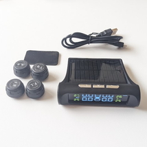 一部問題ありジャンク品 汎用空気圧モニター 温度 監視 無線空気圧センサー ソーラーパネル タイヤ空気圧モニター 振動感知 USB充電もOK_画像1