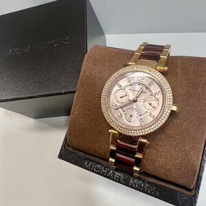 86760●MICHAEL KORS マイケルコース MK-6239 クオーツ 腕時計 ピンク レディース 稼動 現状品