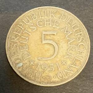ドイツ連邦共和国 5マルク銀貨 1951年 美品 MK1561