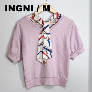 最終値下げ　INGNI スカーフ付きTシャツ　パフスリーブ　Mサイズ　ピンク