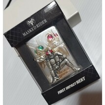 未使用　　zippo 仮面ライダー 集合 1号 2号 V3 　 立体メタル　ファーストインパクトNEXT MASKED RIDER　 2008年製 _画像1