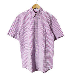 ETROeto Russia soccer shirt check short sleeves button down 41 white purple Italy made men's A31