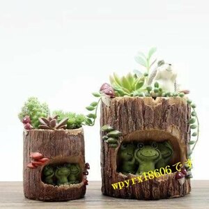 可愛い 動物 植木鉢 プランターデザイン小物 フラワーポット DIY 飾り おしゃれ 多肉植物 寄せ植え 鉢 収納スタンドにも/かえる