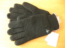 Vivienne Westwood　メンズ手袋　ヴィヴィアンウエストウッド 手袋 ニット 二枚仕立て 装飾スエード ブラック　黒_画像1