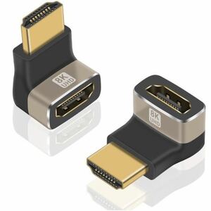 ＊Duttek HDMI 2.1 変換代表L字型, 8K HDMI変換代表オスメス2.1バージョン、8K HDMI 90度代表L型下向き　２個入り