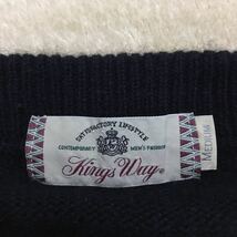 Kings Way キングスウェイ カシミヤ100% ニットセーター 丸首 長袖 プルオーバー アーガイル メンズ サイズM 日本製_画像7