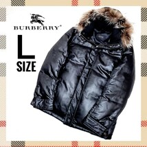 １円　BURBERRY バーバリーブラックレーベル 三陽商会 3way ダウンジャケット シャドーノバチェック シルバーフォックスファー 黒 Ｌサイズ_画像2