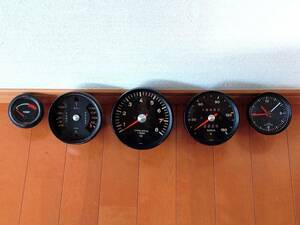  Porsche 911 original 5 connected meter 1973 911E removal used operation has been confirmed oil meter TEMP meter tachometer speed meter clock 