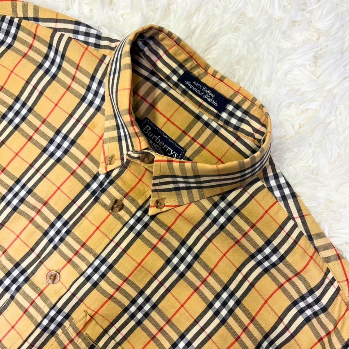 美品】バーバリーBURBERRY 長袖ボタンダウン ノバチェックシャツ