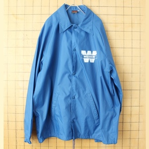 80s 90s USA製 K-STUDIO WEISER 両面プリント ナイロン コーチ ジャケット ブルー メンズXL アメリカ古着