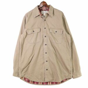 L.L.Bean エルエルビーン 秋冬 長袖 裏地チェック デニム ワーク シャツ Sz.M-REG 0 FKC6　メンズ アウトドア　E3T02475_A#N