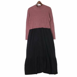 any SiS エニィスィス 秋冬 長袖 リブニット★ ドッキング ワンピース Sz.4　レディース　E3T02488_A#K