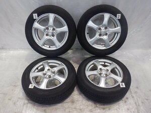 ☆21年製 バリ山☆ 4H 100 5.5J +50 15インチ 社外品 VIOLENTO アルミホイール タイヤ 175/65R15 DUNLOP EC202 4本