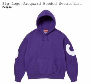 Supreme 23fw Big Logo Jacquard Hooded Sweatshirt Purple L シュプリーム ビッグロゴ ジャガード スウェットパーカー 紫 送料無料 新品