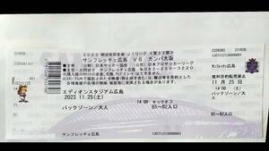 11月25日(土)14時キックオフ エディオンスタジアム サンフレチェ広島vsガンバ大阪 バックゾーン入場引換券 大人1枚