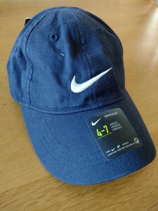 USA購入 NIKE ナイキ BOYS ボーイズ 男の子 ロゴ キャップ 帽子 コットン ダークブルー 新品未使用