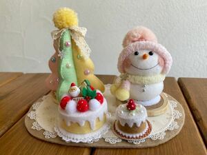 (*^◯^*)雪だるま飾り☆ケーキ2種付き☆ハンドメイド☆フェルト☆クリスマス