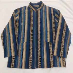 ANDFAMILYS CO.　ネイティブ ラグ ジャケット　サイズM　ブルー　ストライプ　ネイティブ柄　アンドファミリーズ　Native Rag Jacket