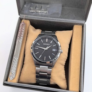 ∀ 美品 SEIKO セイコー V157-0DR0 SBPX147 メンズ ソーラー 腕時計 シルバー 文字盤ブラック