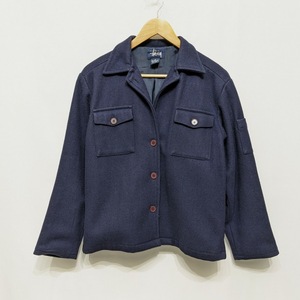 90s OLD STUSSY Old Stussy wool shirt jacket CPO navy blue tag 90 period 